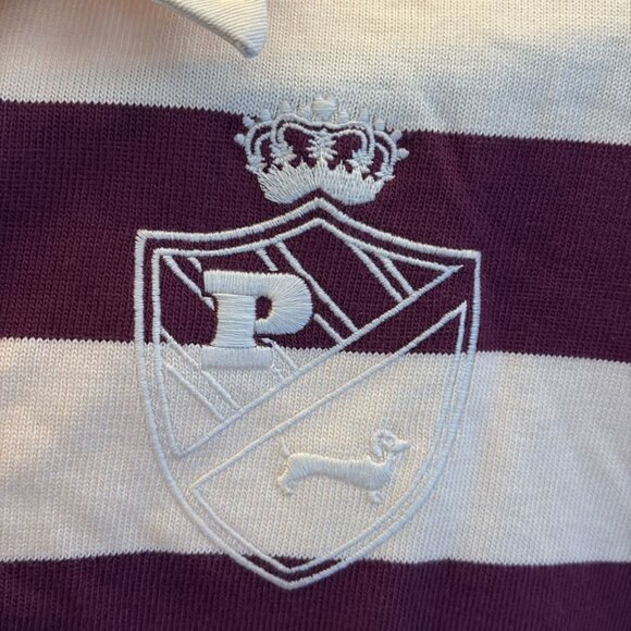 Oversized Preppy Stripe Rugby Polo - Maroon/White - Picture 3 of 5